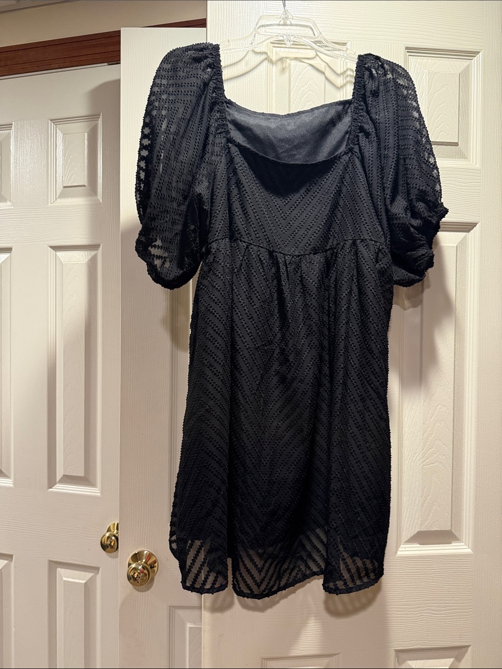 Black Puff-Sleeve Women's Top